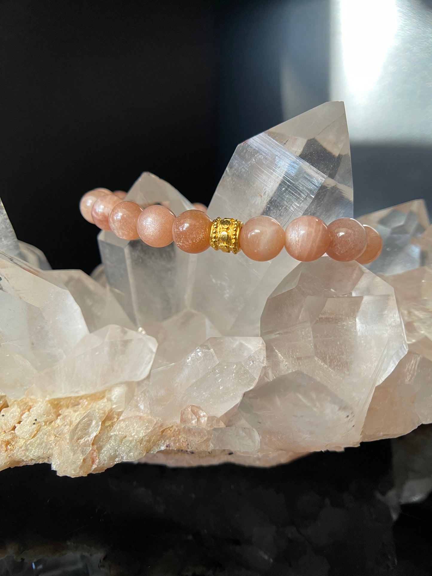 Peach Moonstone Warrior Bracelet