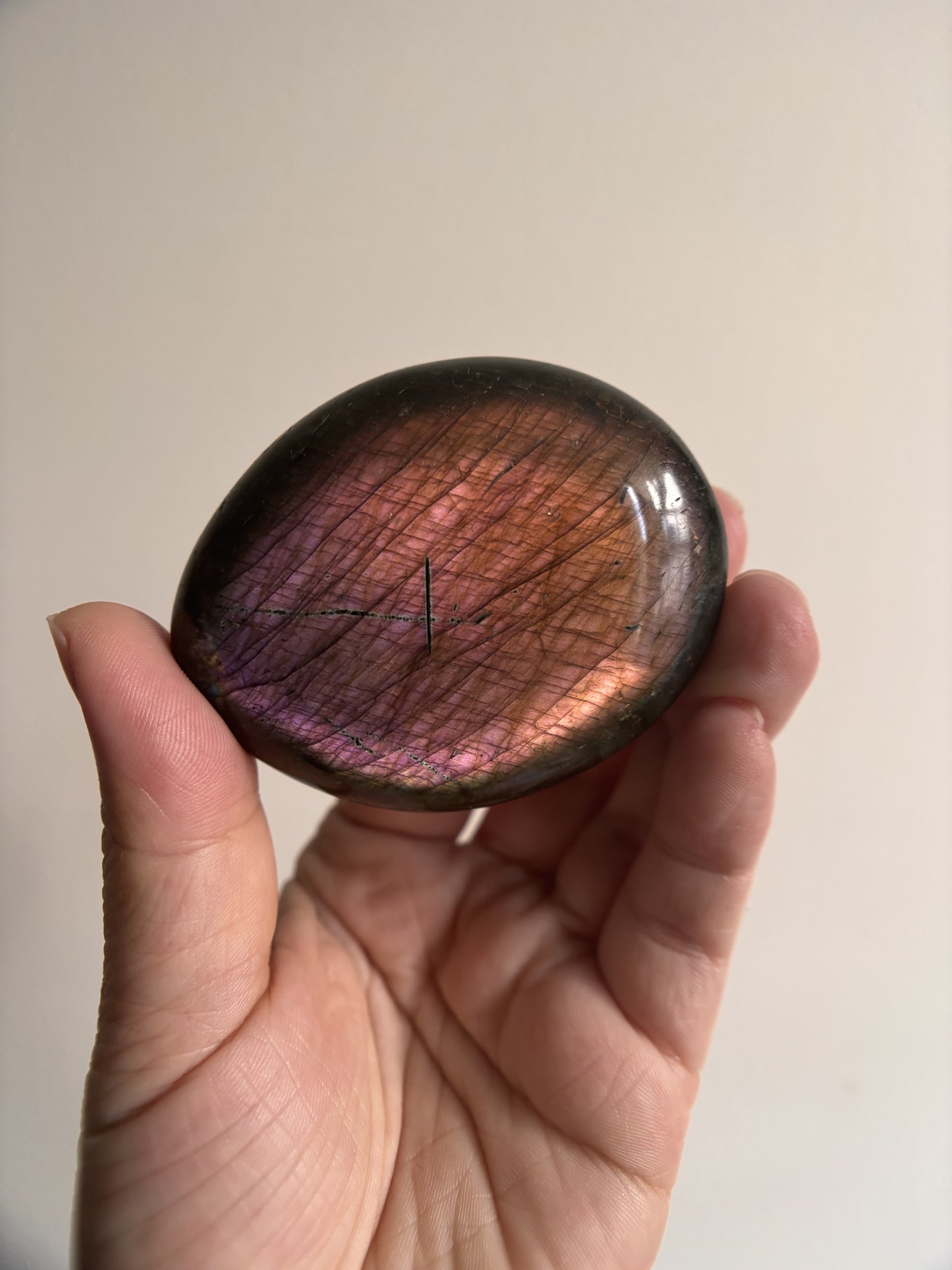 AAA Labradorite Palmstone 119g