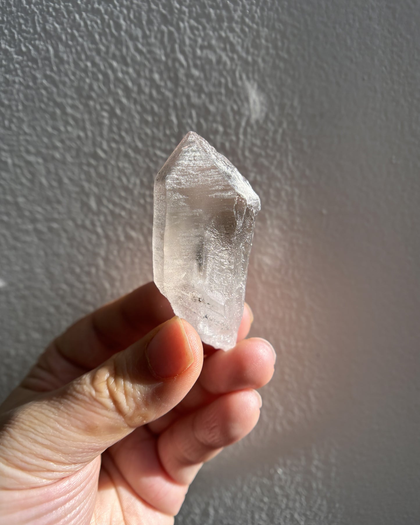 Light Smoky Lemurian Raw Point with Key Formation 35g