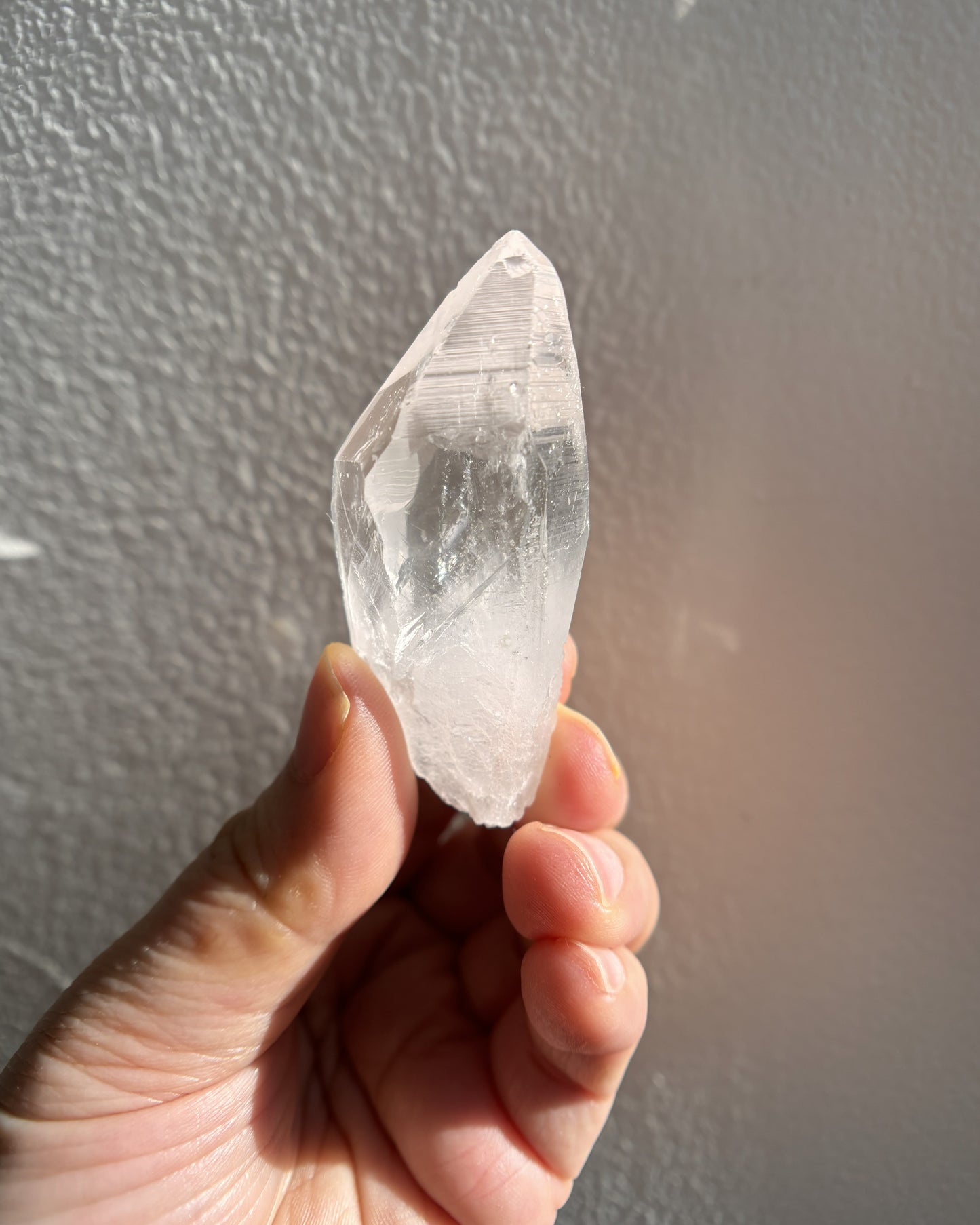 Lemurian Raw Point with Rainbow and Key Formation 38g