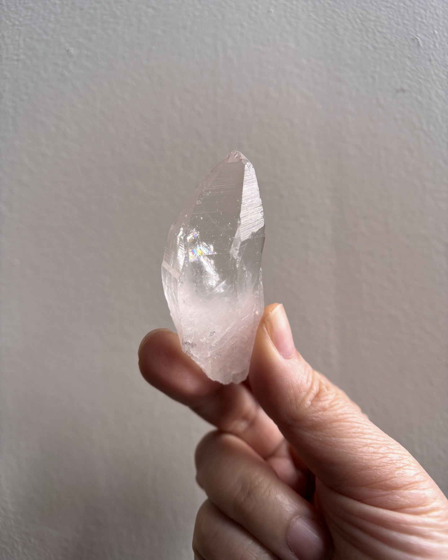 Lemurian Raw Point with Rainbow and Key Formation 38g