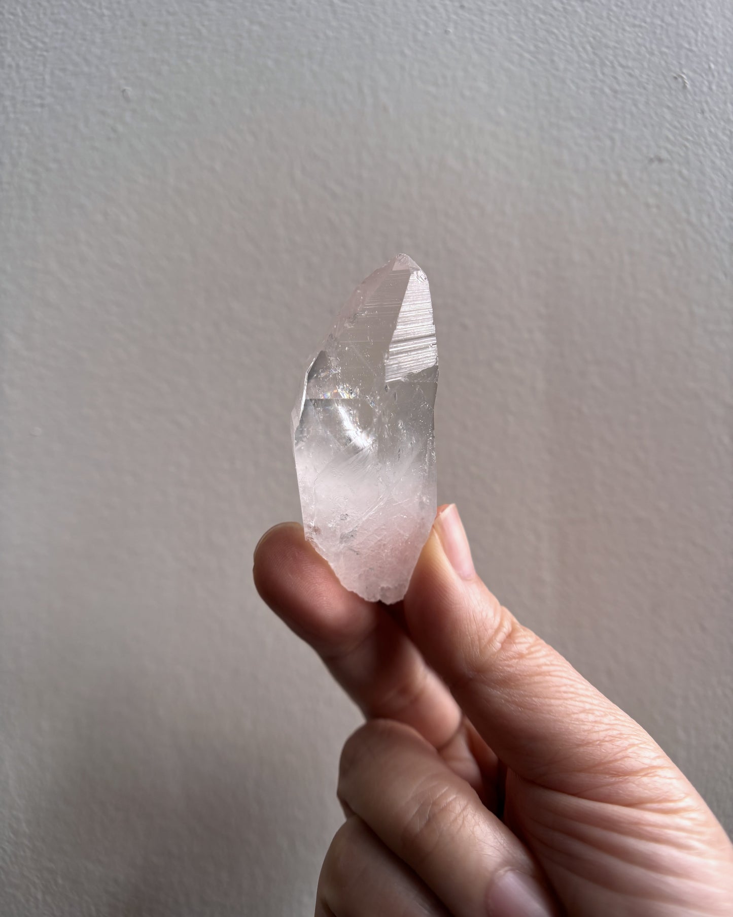 Lemurian Raw Point with Rainbow and Key Formation 38g