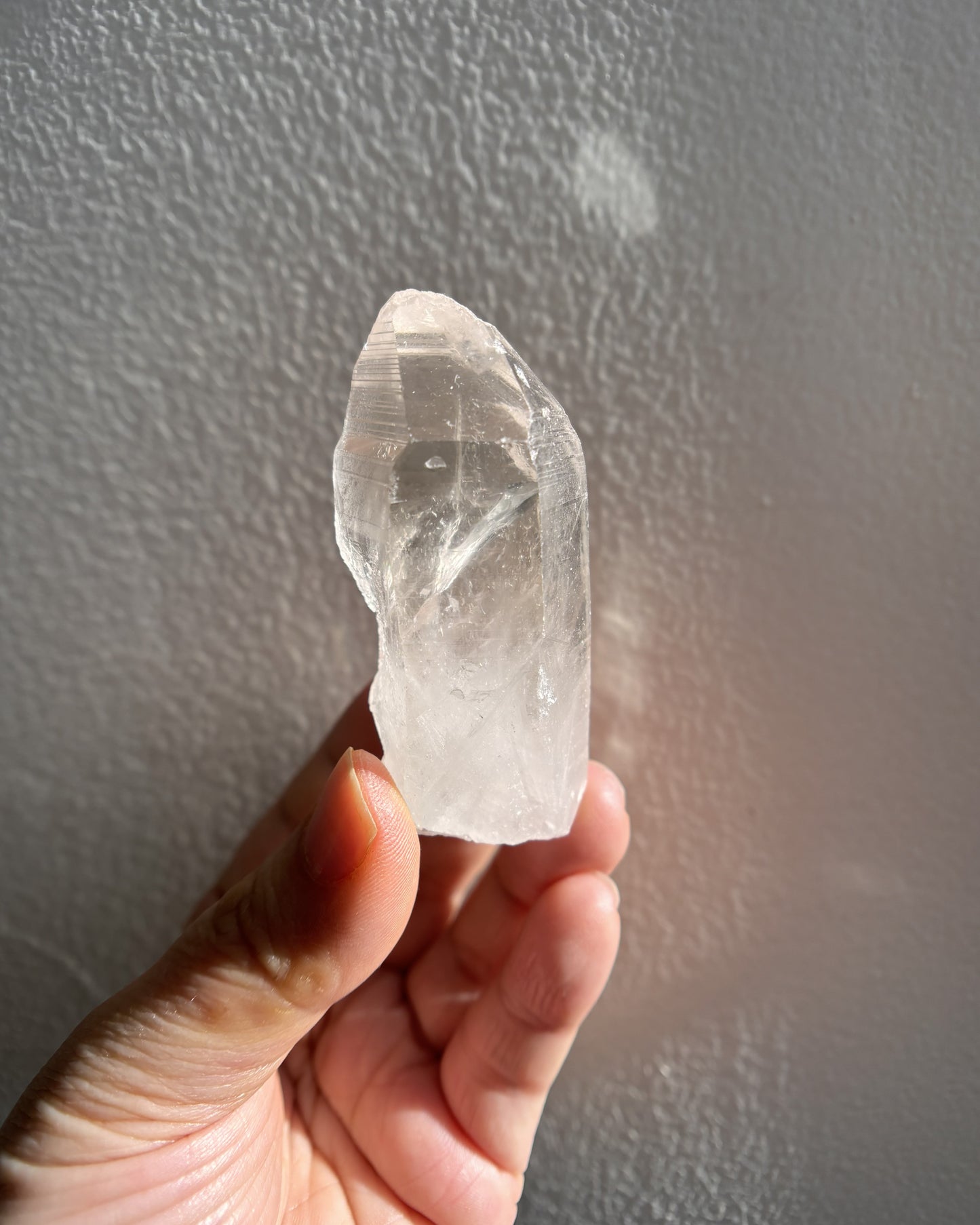 Lemurian Raw Point with Key Formation and Rainbow 63g