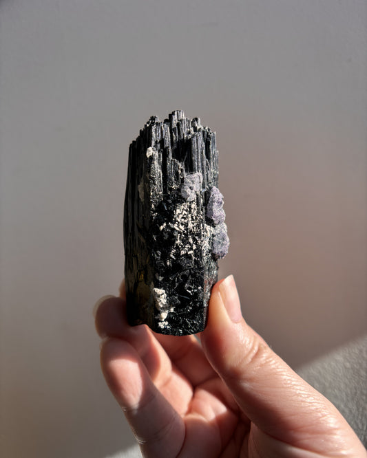 Namibian Black Tourmaline with Lepidolite 115.4g