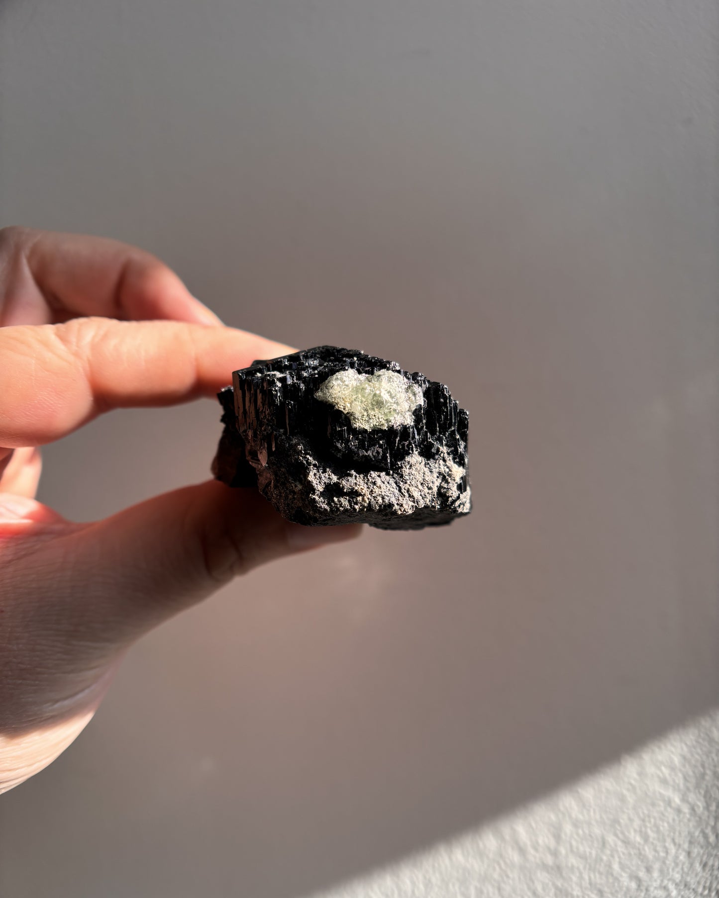 Namibian Black Tourmaline with Hyalite Opal 73.7g