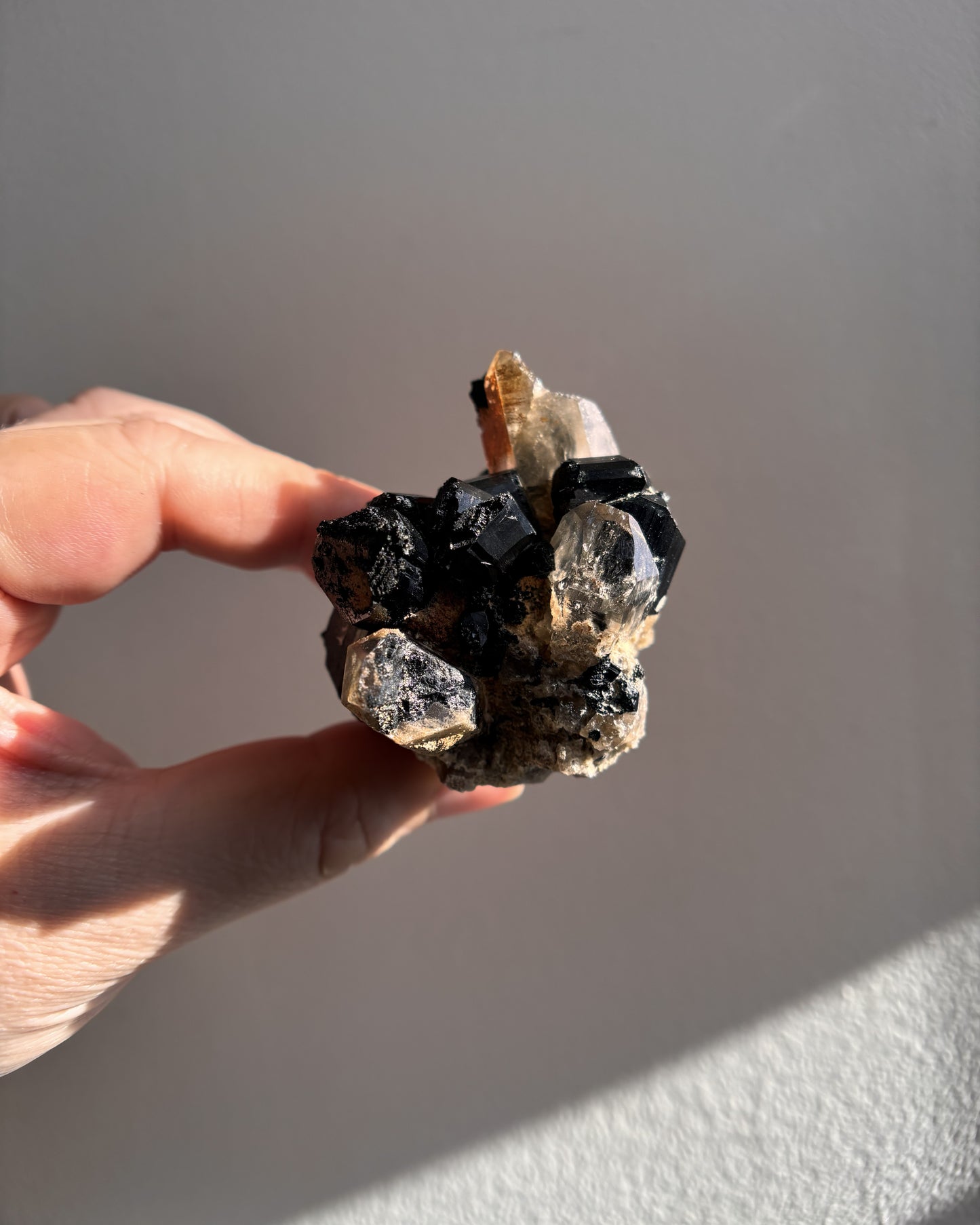 Namibian Black Tourmaline on Quartz with Iron 84.8g