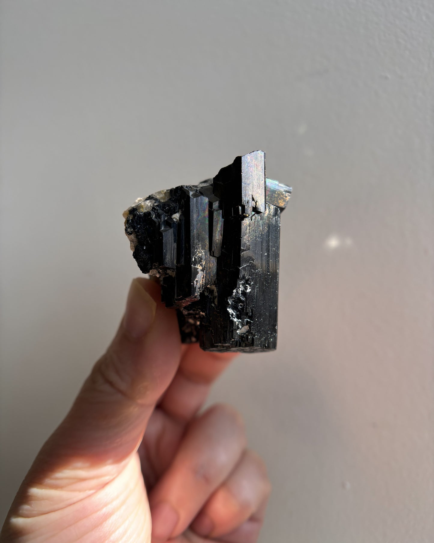 Rainbow-Refracted Namibian Black Tourmaline Mixed Minerals 91.1g