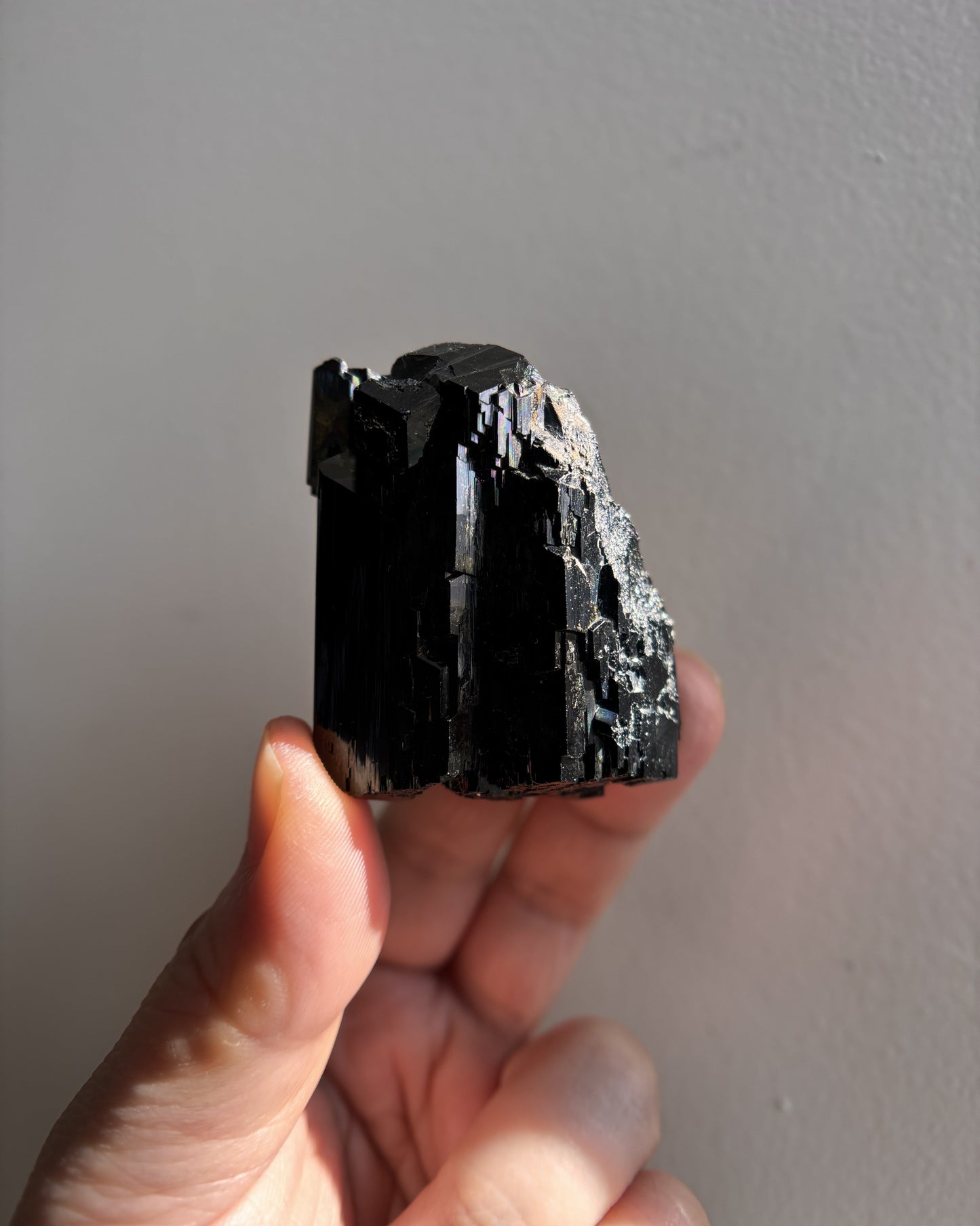 Rainbow-Refracted Namibian Black Tourmaline Mixed Minerals 91.1g