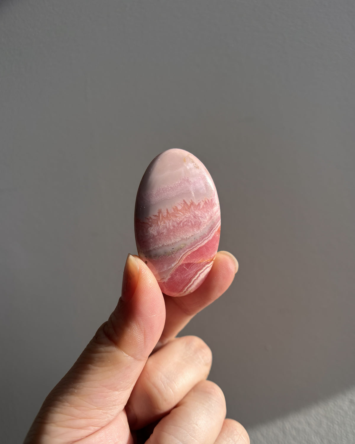 High-Grade Rhodochrosite Palmstone 32.6g