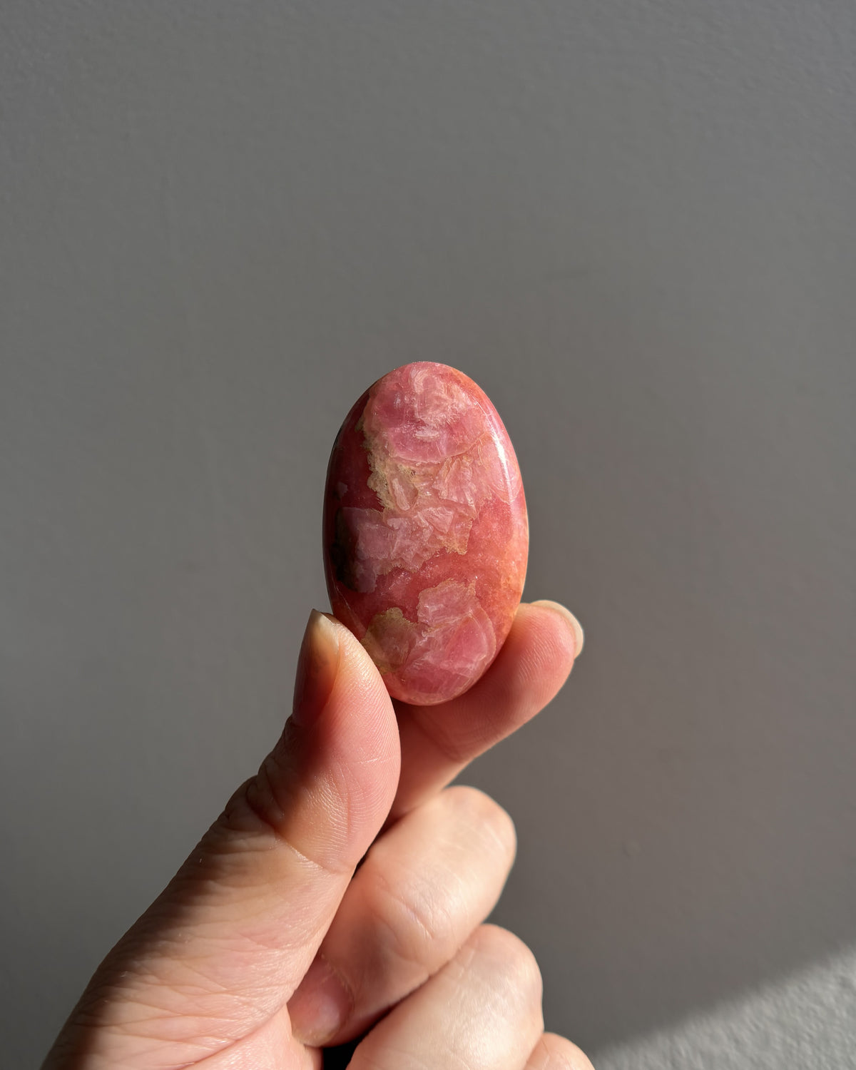 High-Grade Rhodochrosite Palmstone 32g