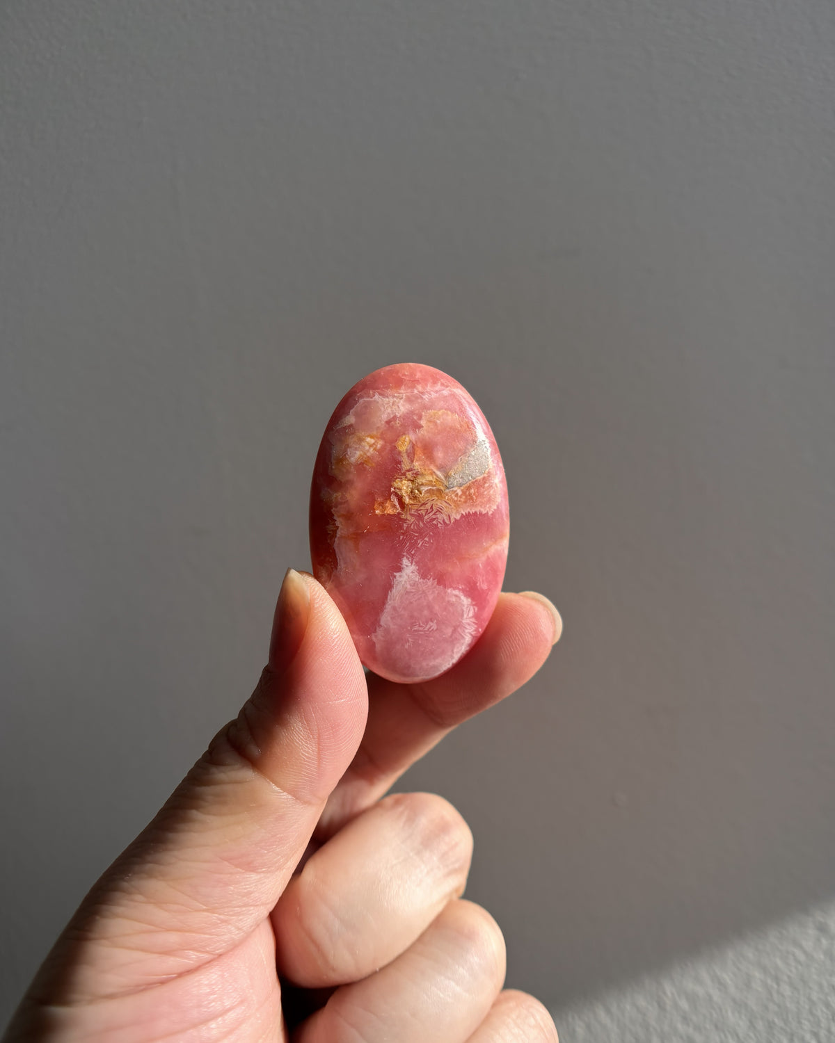 High-Grade Rhodochrosite Palmstone 33.8g