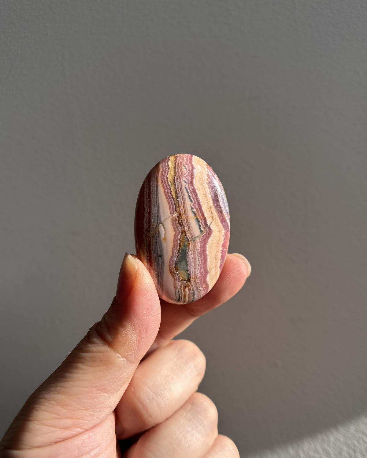 High-Grade Rhodochrosite Palmstone 38.5g