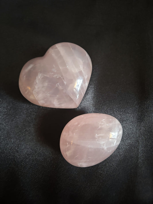Rose Quartz Palmstone and Heart Carving