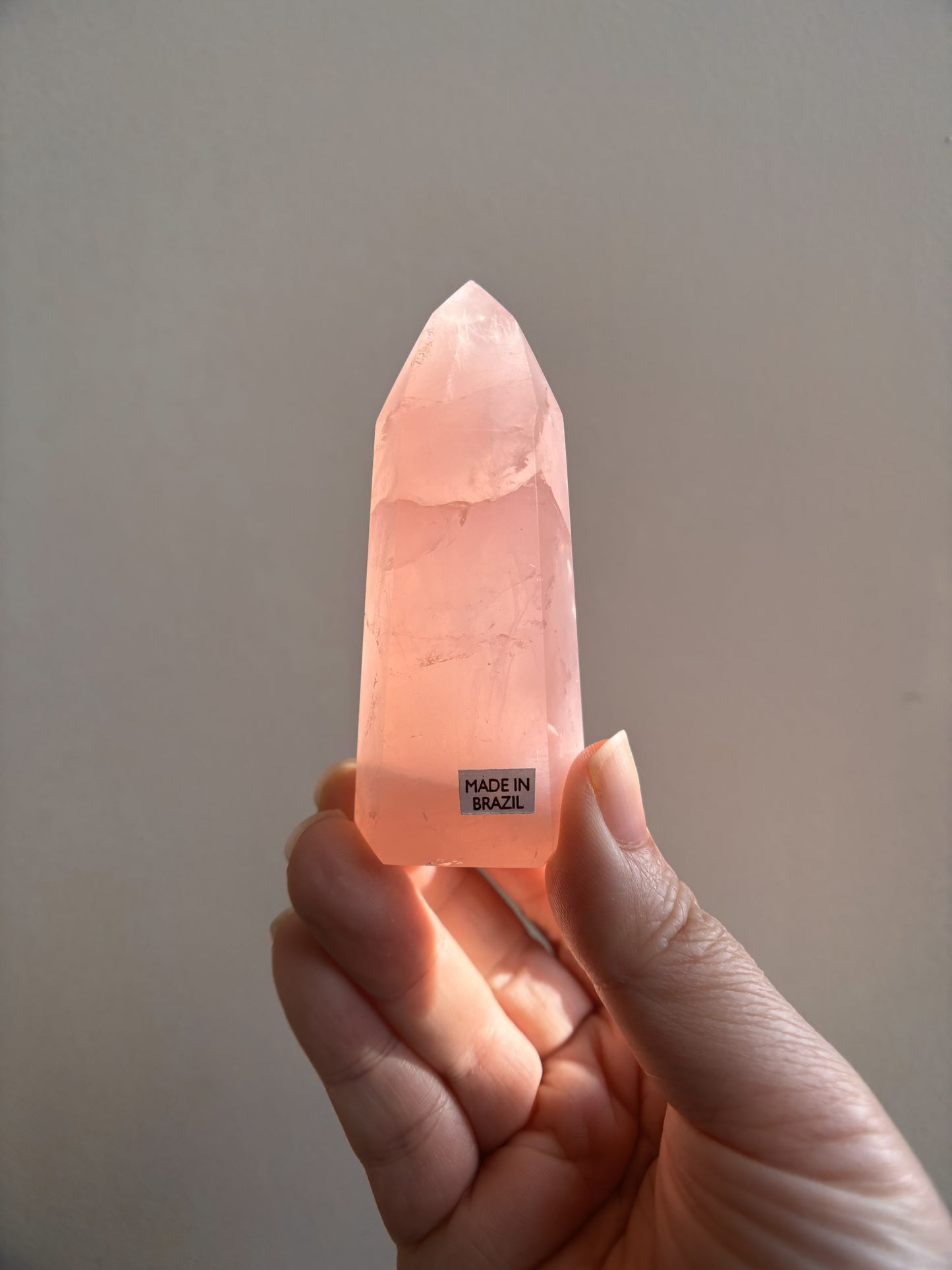 Wounded Brazilian Bahia Rose Quartz Tower 88.9g