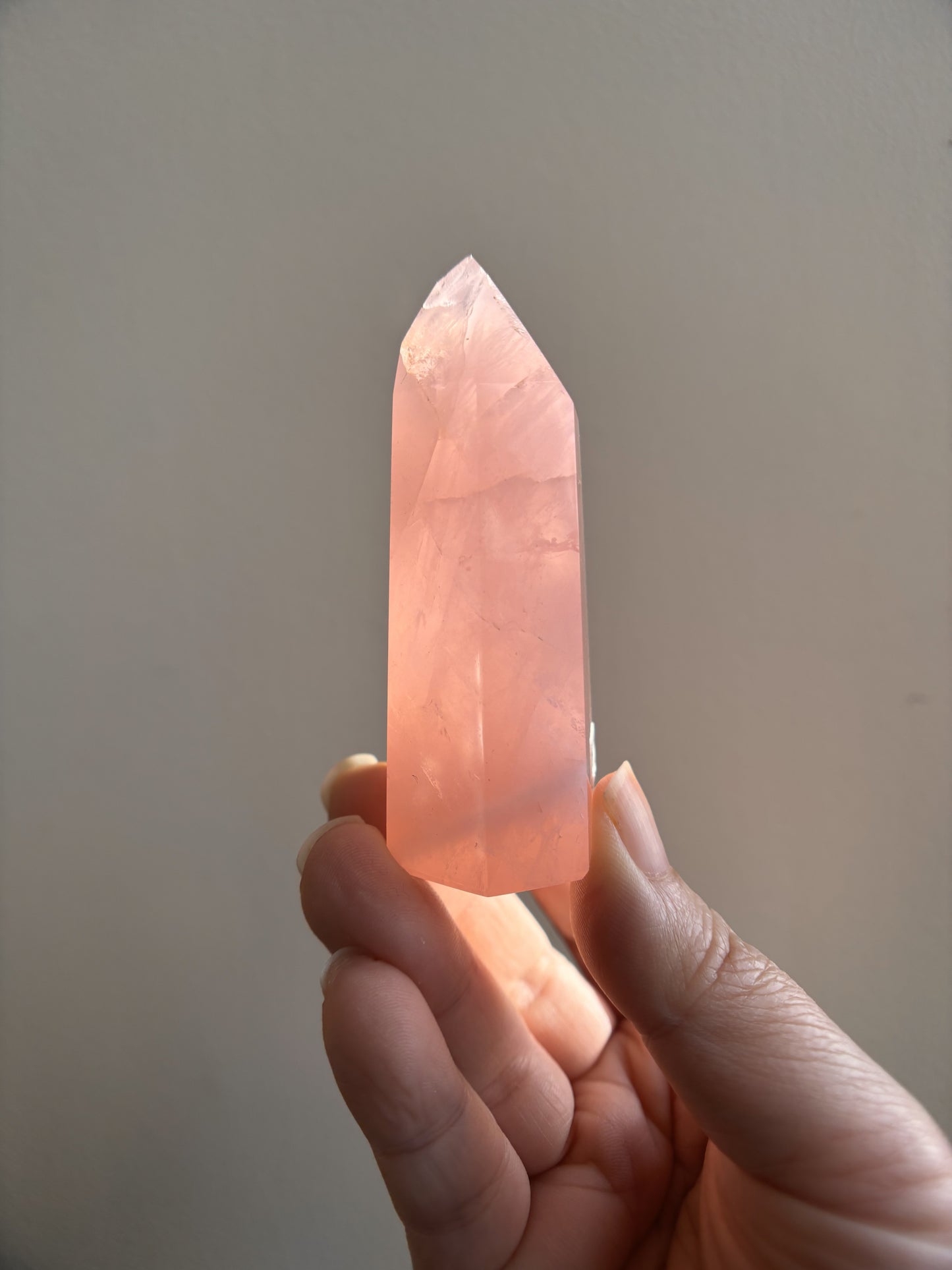 Wounded Brazilian Bahia Rose Quartz Tower 88.9g