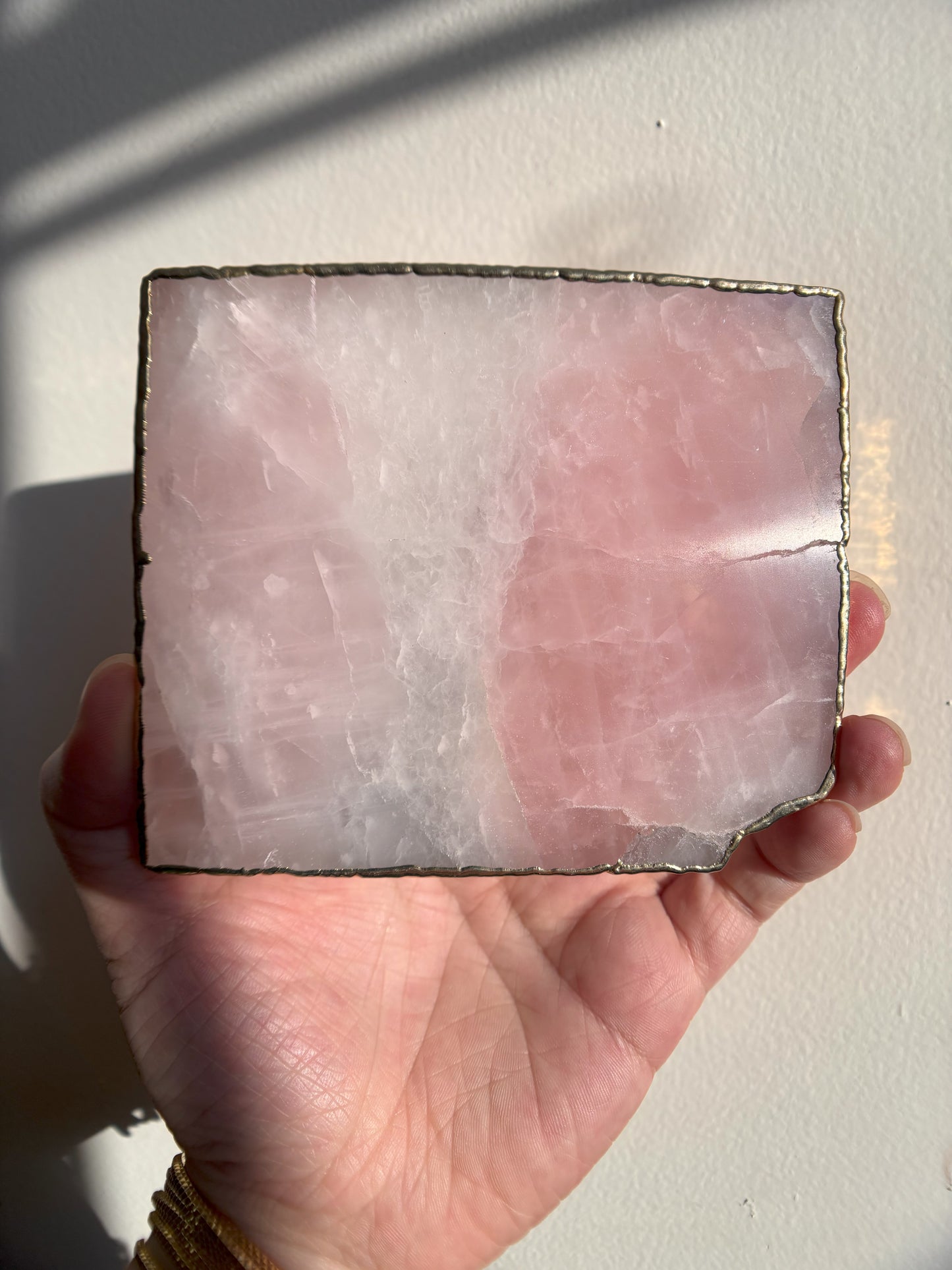 Rose Quartz Electroplated Coaster