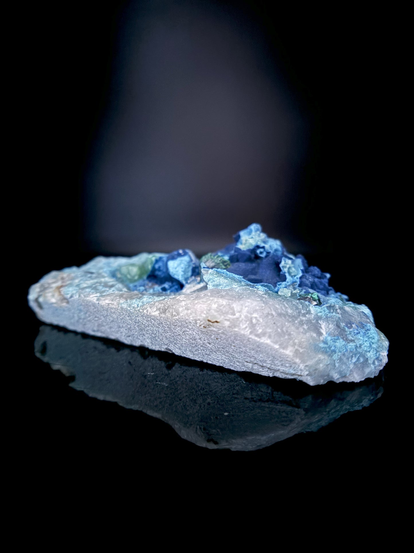 Shattuckite and Malachite on Quartz 139g