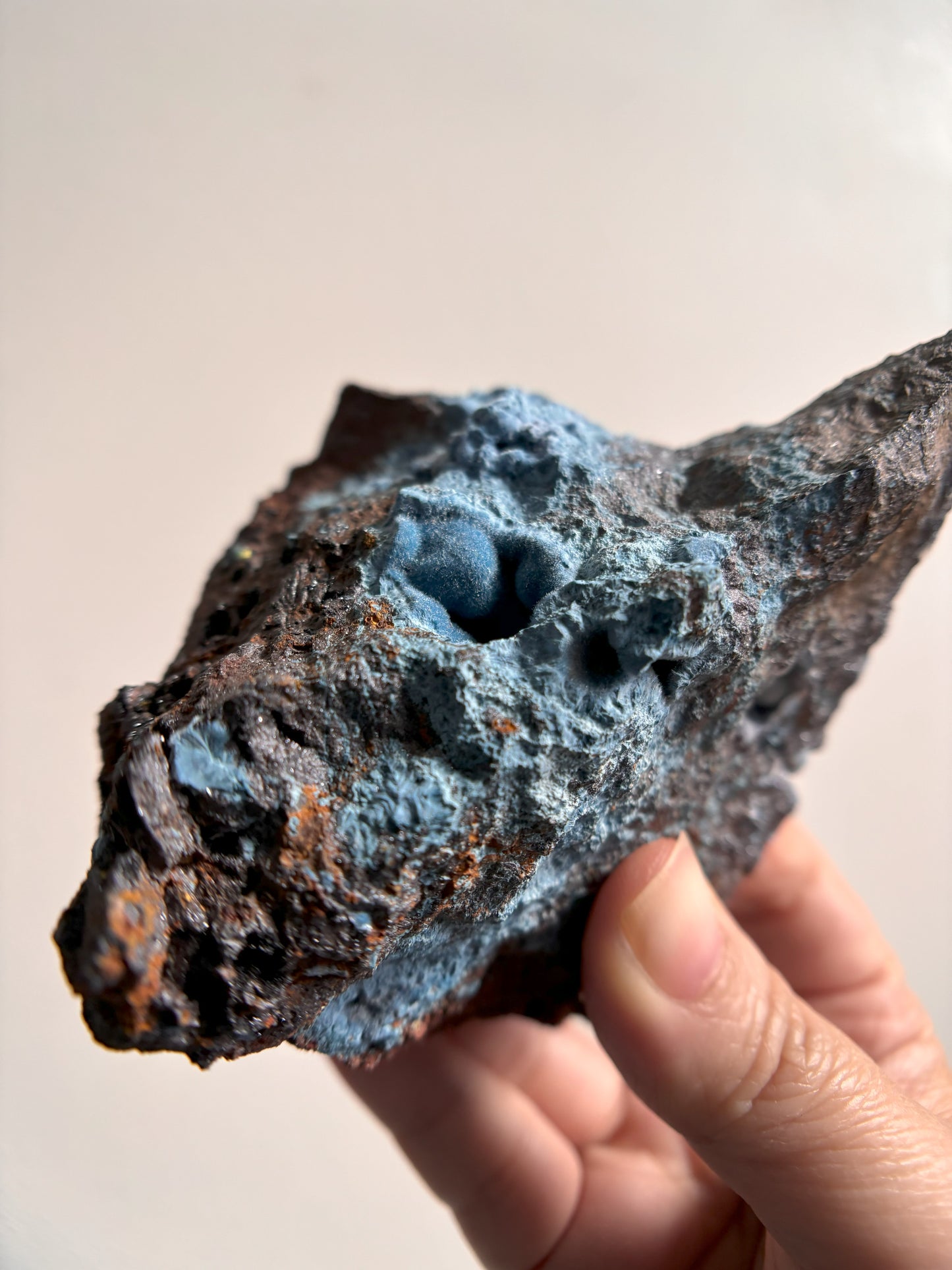 Velvet Shattuckite and Manganese with Botryoidal in Vugs 383g