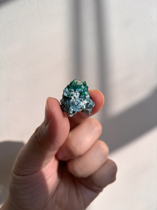 Shattuckite with Dioptase 3g