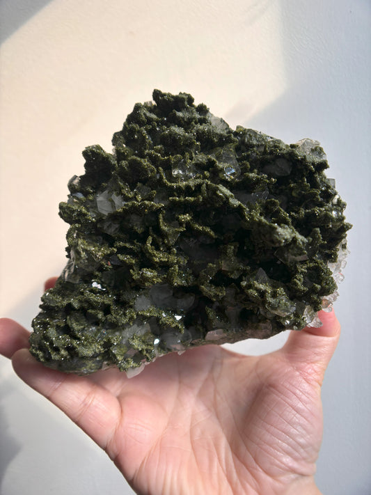 Forest Sparkly Epidote with Quartz 1035g