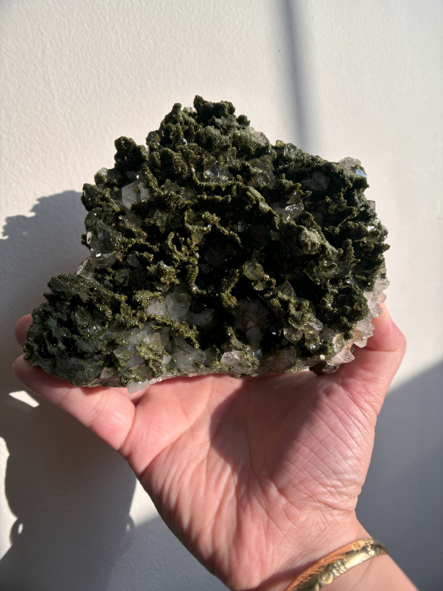 Forest Sparkly Epidote with Quartz 1035g