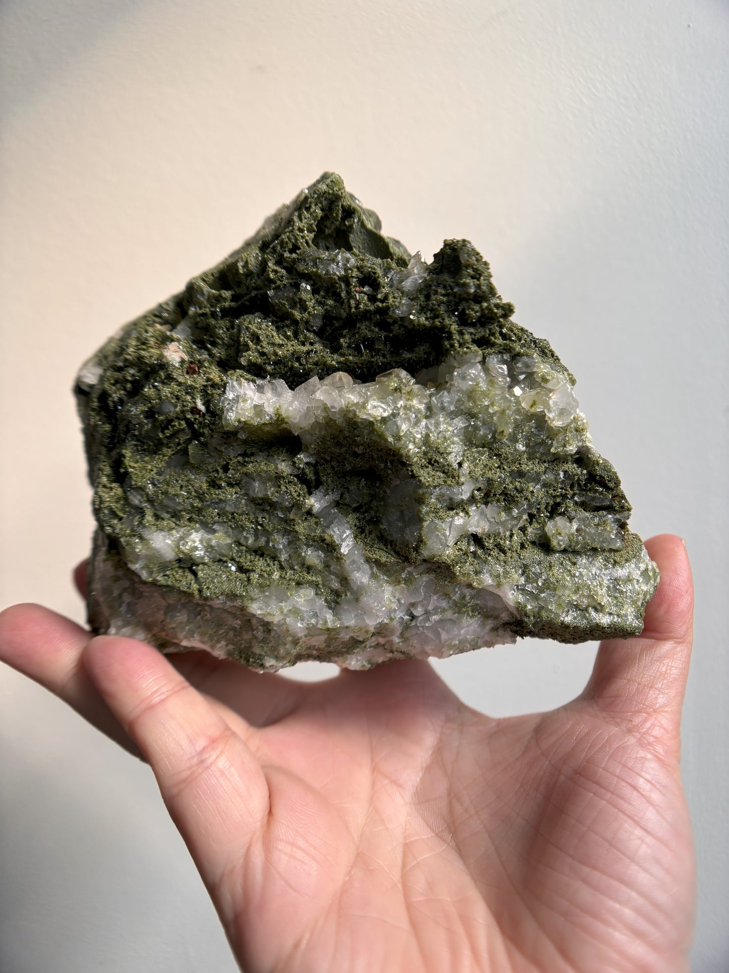 Forest Sparkly Epidote with Quartz 1035g