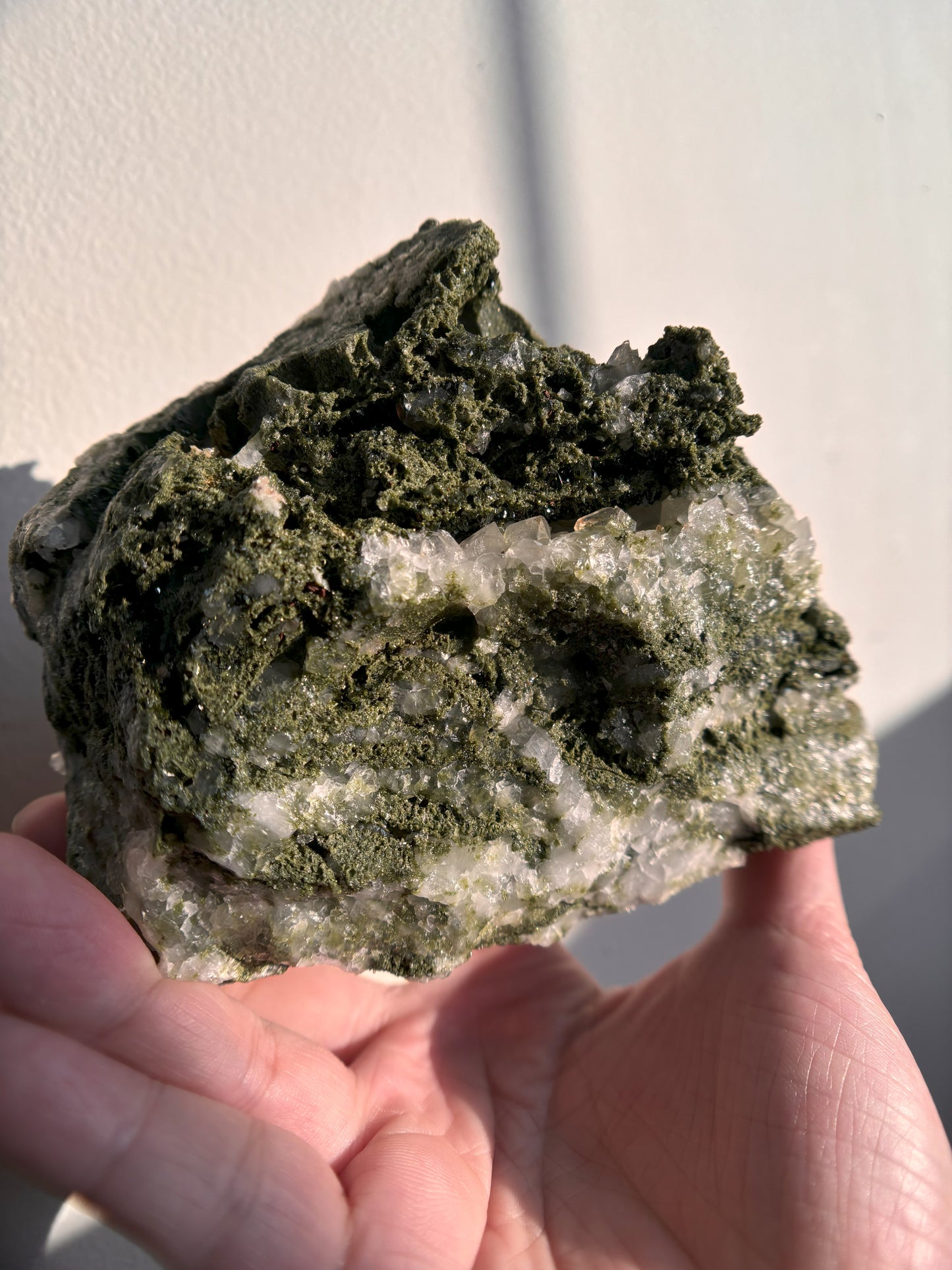 Forest Sparkly Epidote with Quartz 1035g