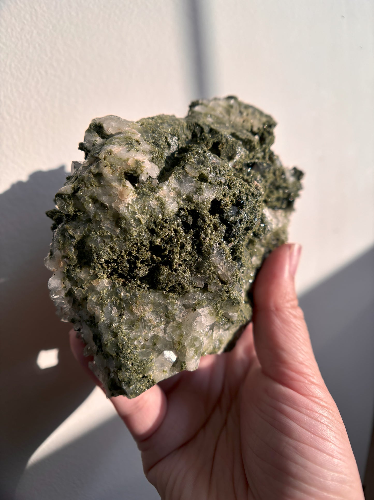 Forest Sparkly Epidote with Quartz 1035g