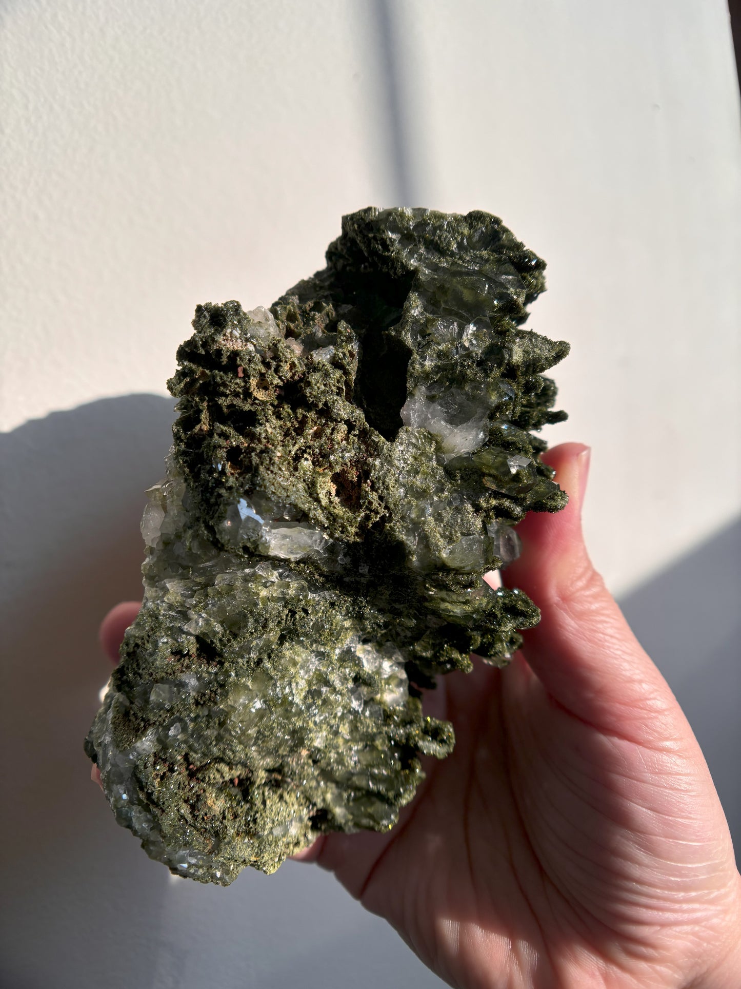 Forest Sparkly Epidote with Quartz 1035g