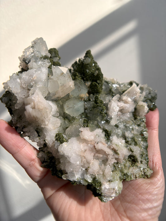 Forest Sparkly Epidote with Quartz 445g