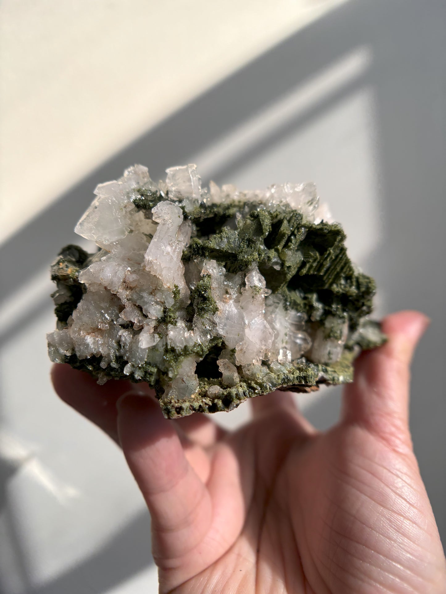 Forest Sparkly Epidote with Quartz 445g