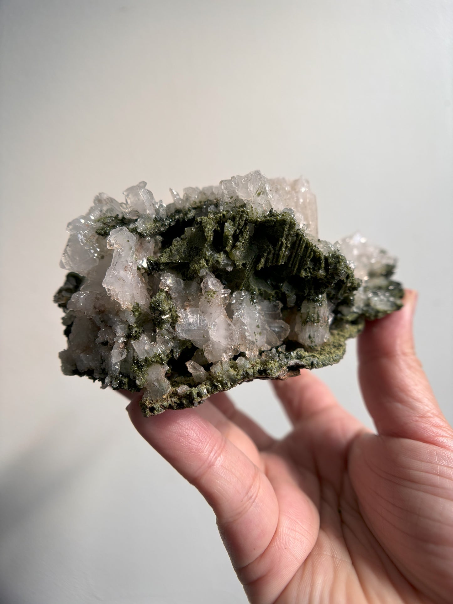 Forest Sparkly Epidote with Quartz 445g