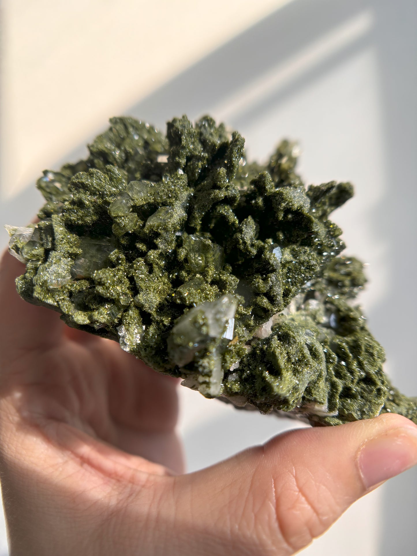 Forest Sparkly Epidote with Quartz 580g