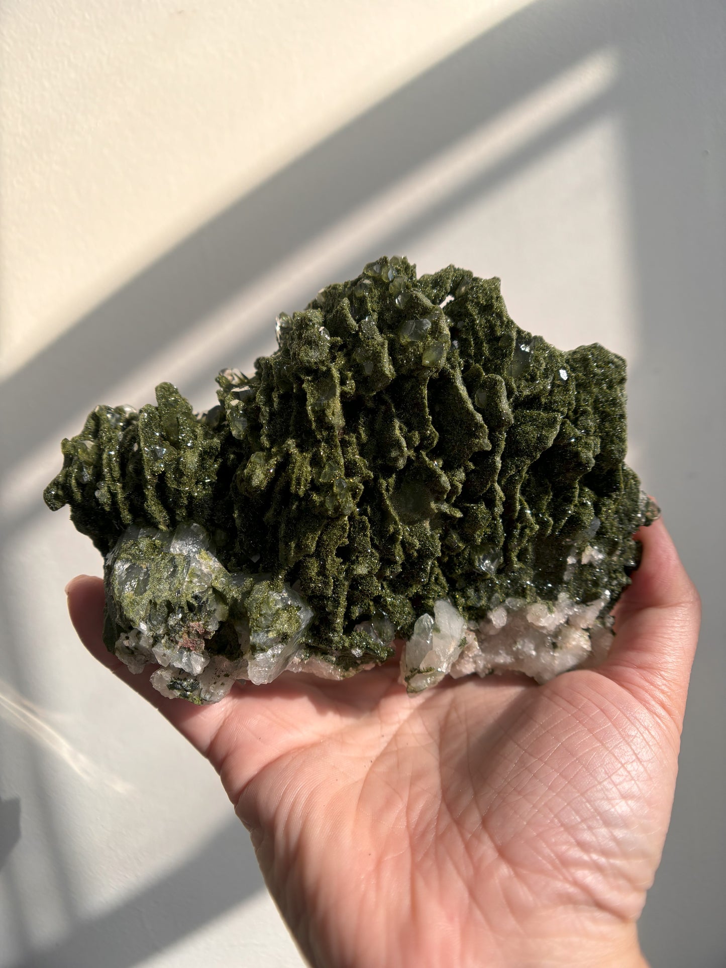 Forest Sparkly Epidote with Quartz 704g