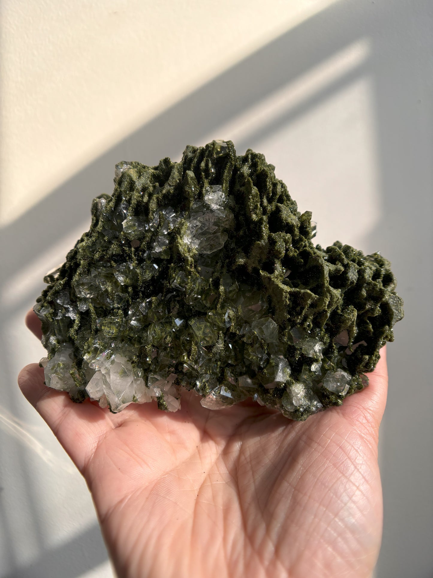 Forest Sparkly Epidote with Quartz 704g