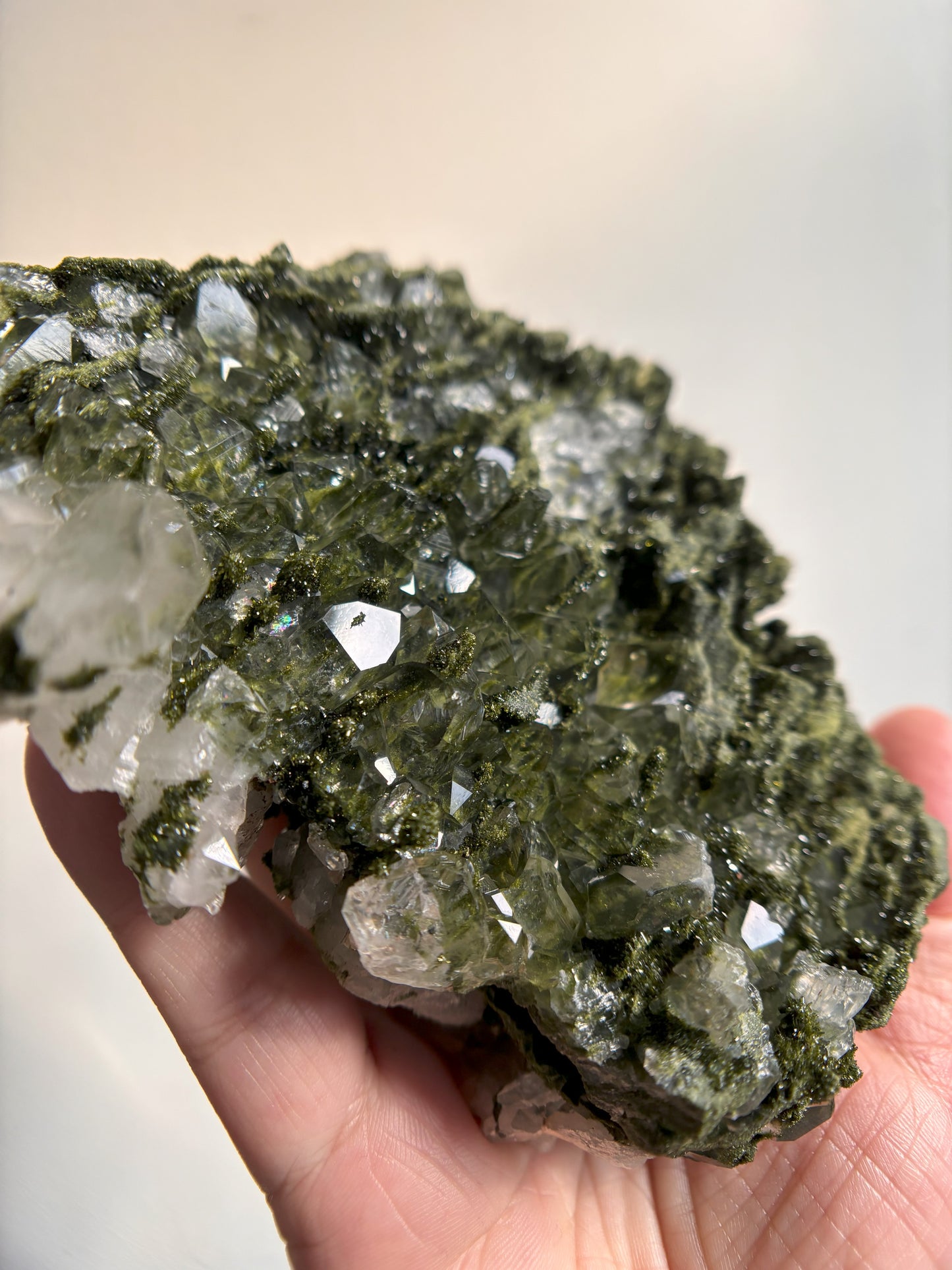 Forest Sparkly Epidote with Quartz 704g