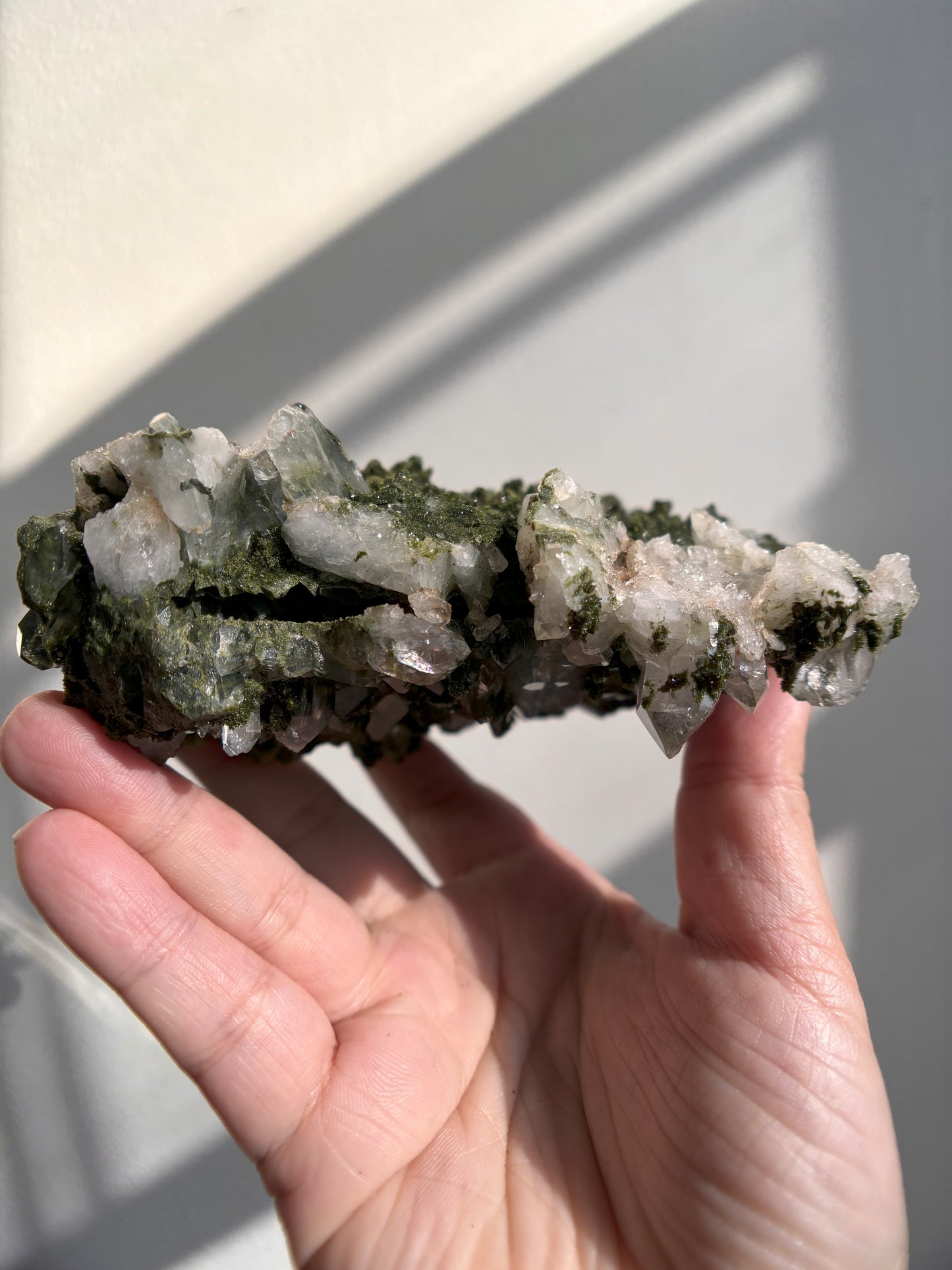 Forest Sparkly Epidote with Quartz 704g