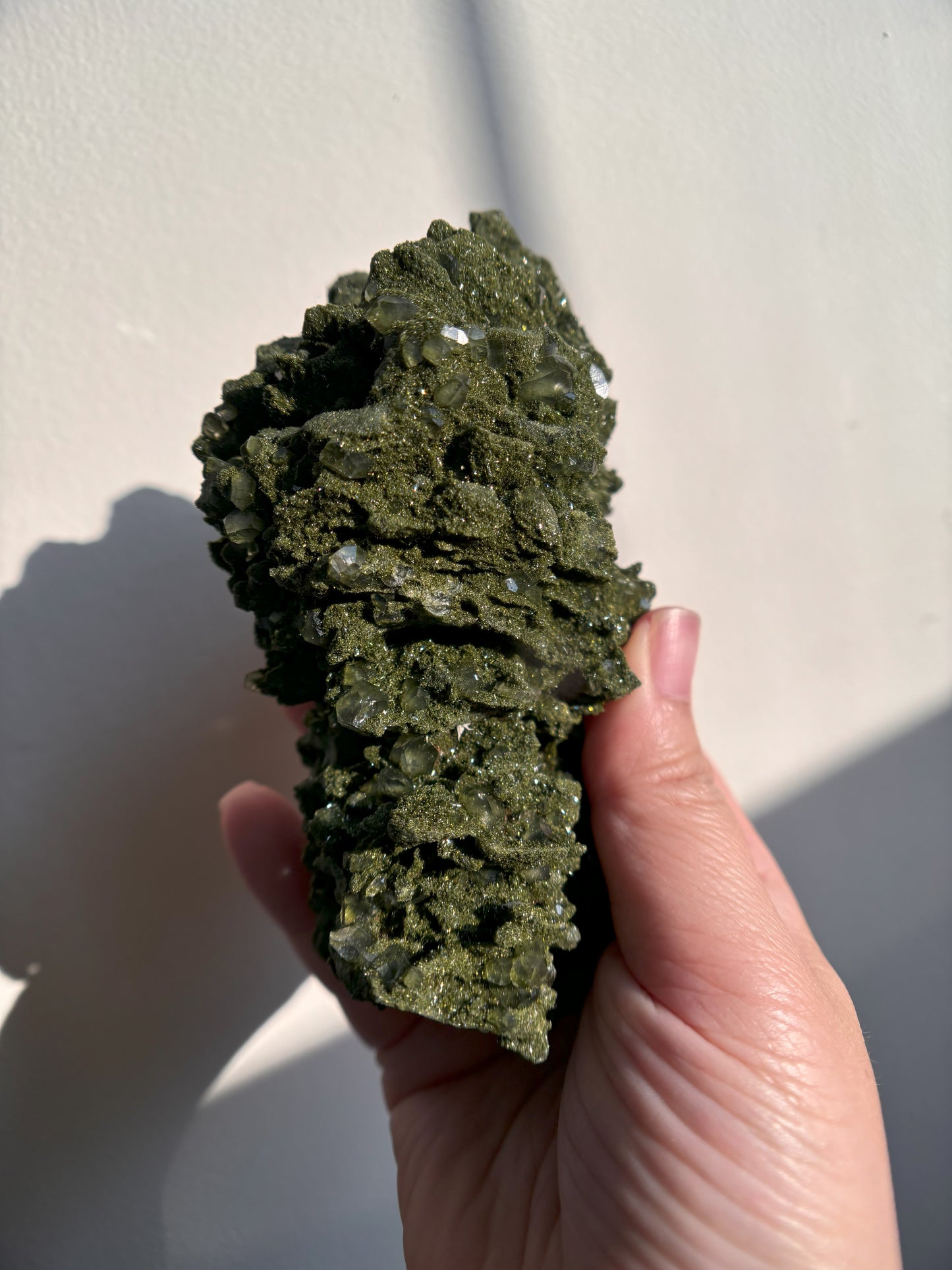 Forest Sparkly Epidote with Quartz 704g