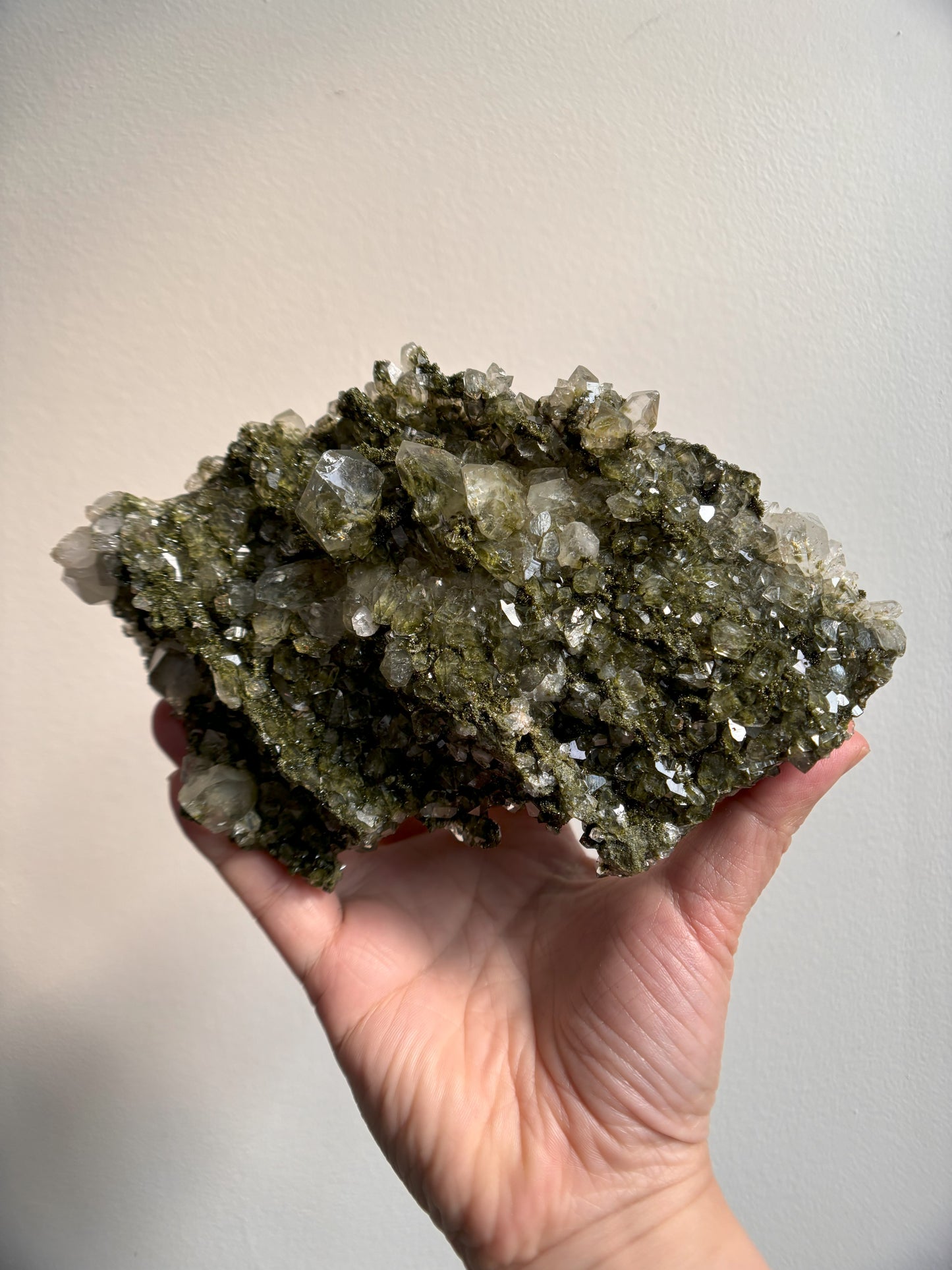 Forest Sparkly Epidote with Quartz 909g