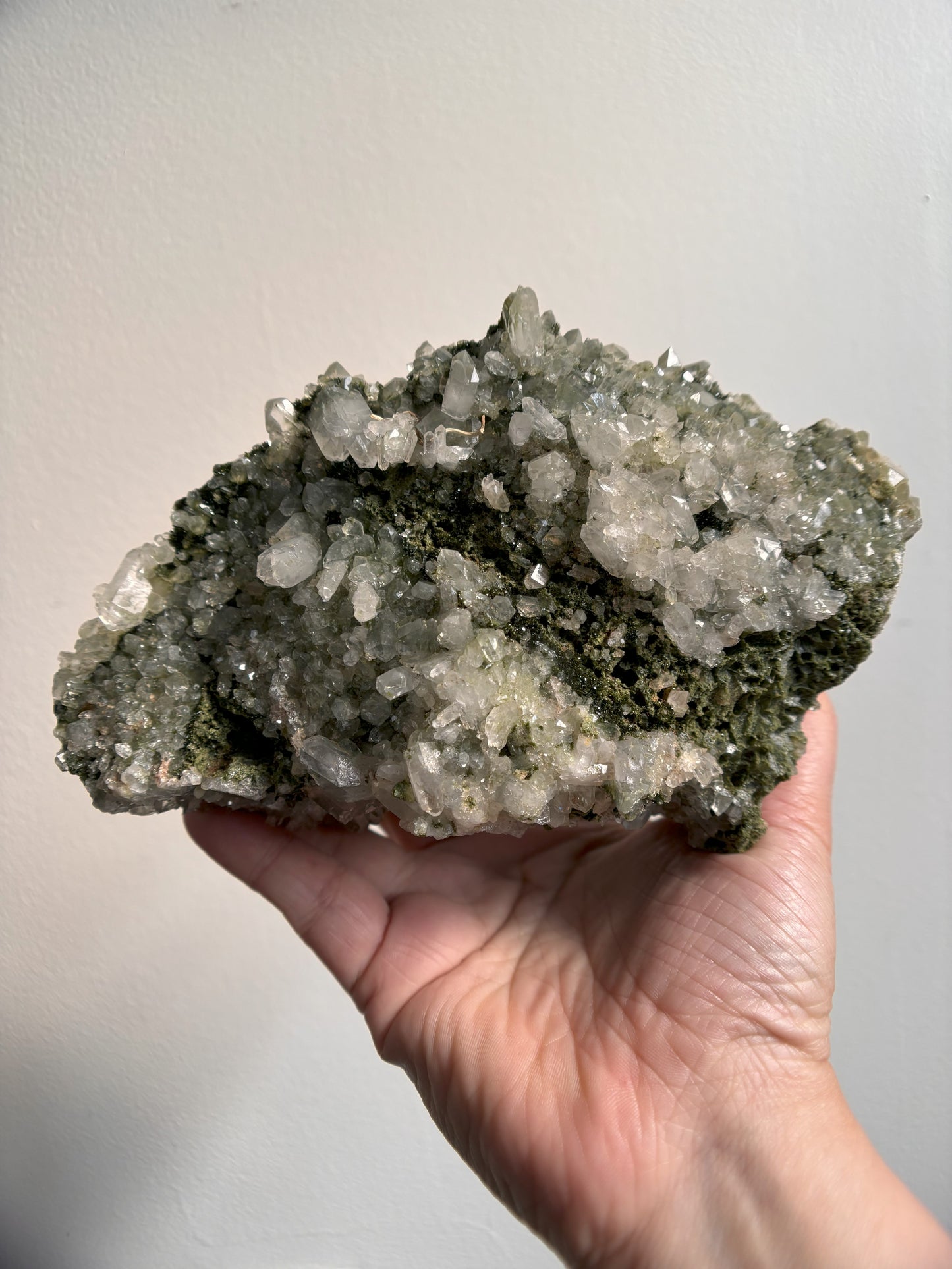 Forest Sparkly Epidote with Quartz 909g