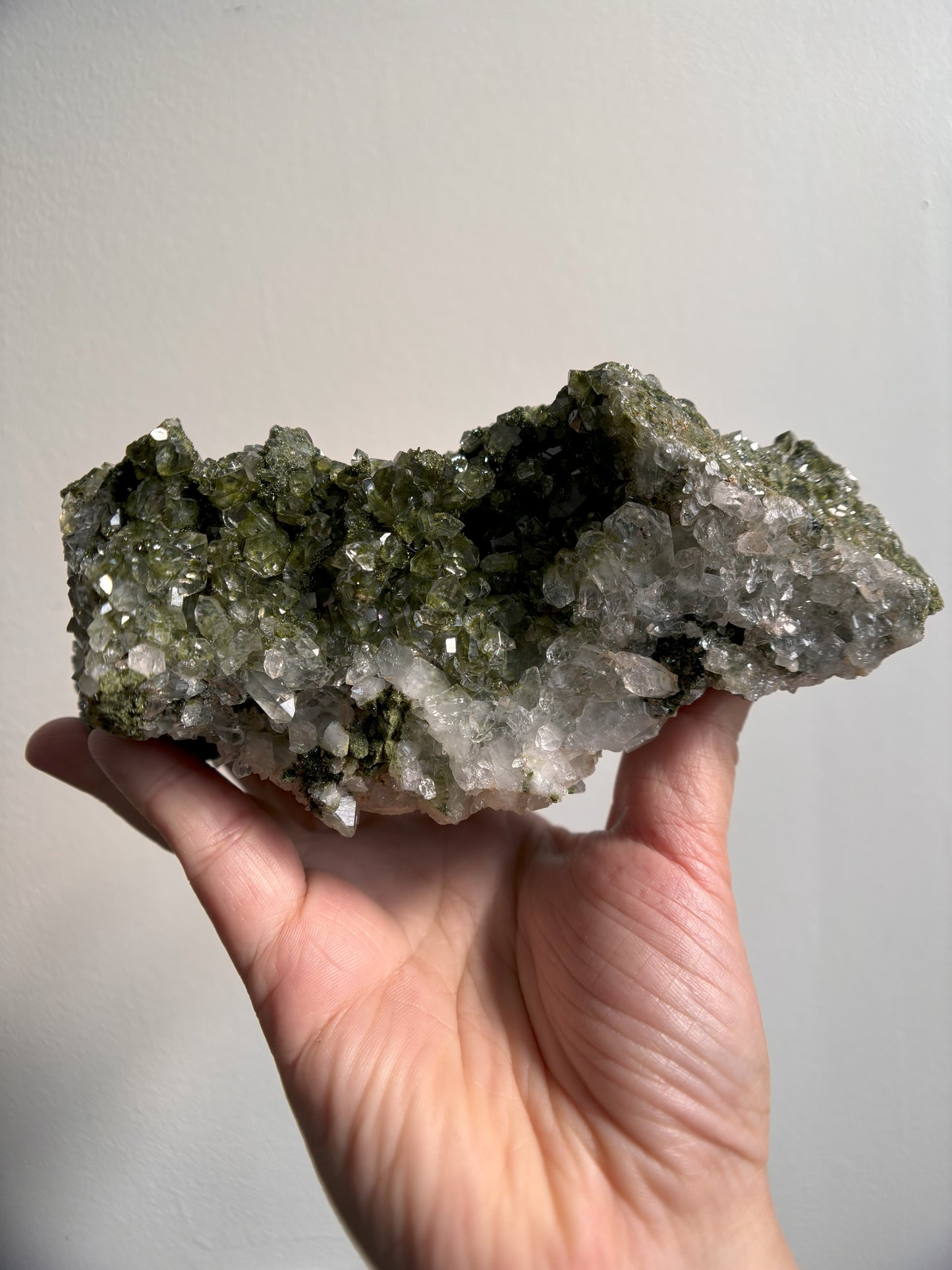 Forest Sparkly Epidote with Quartz 909g