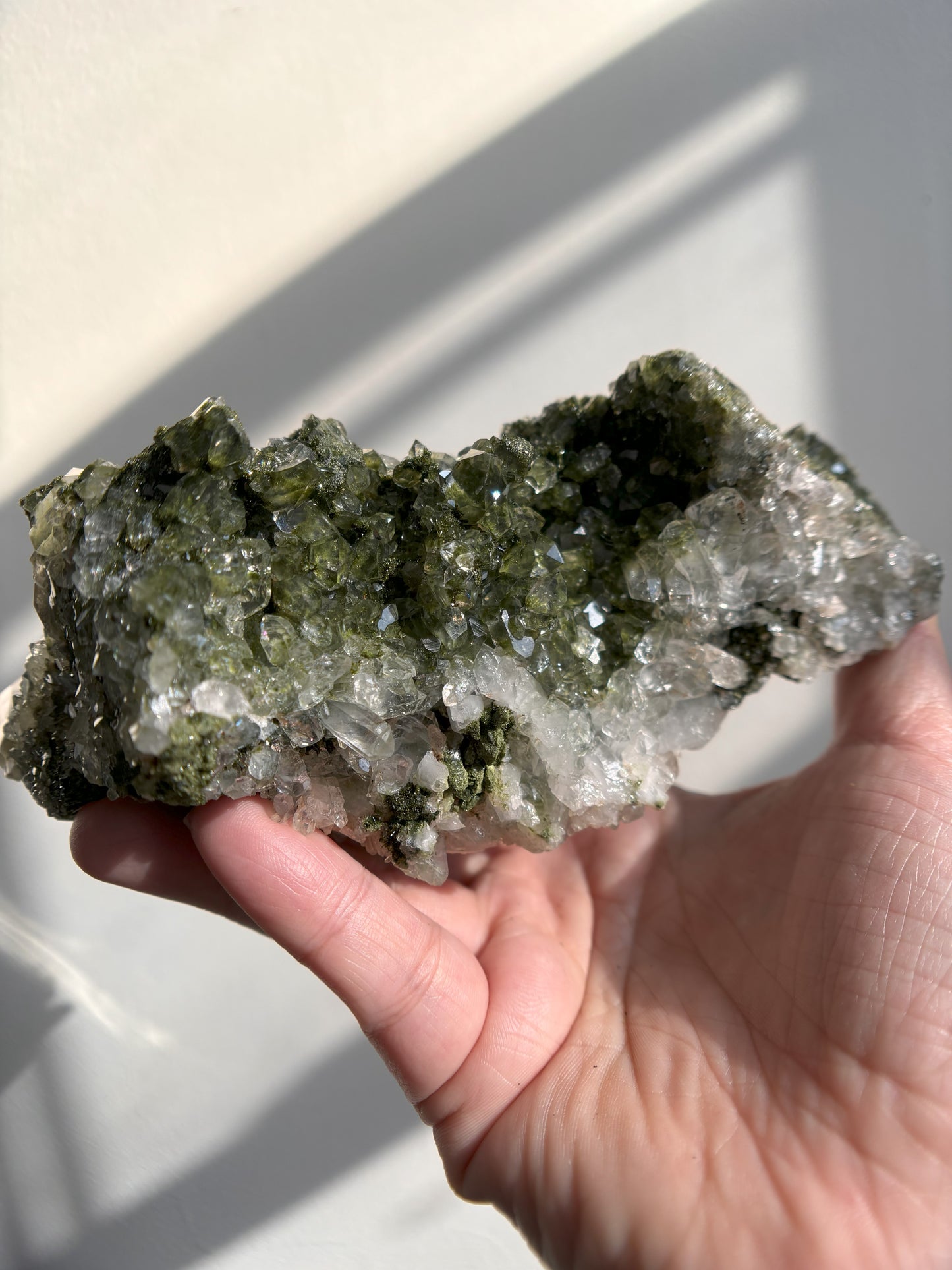 Forest Sparkly Epidote with Quartz 909g