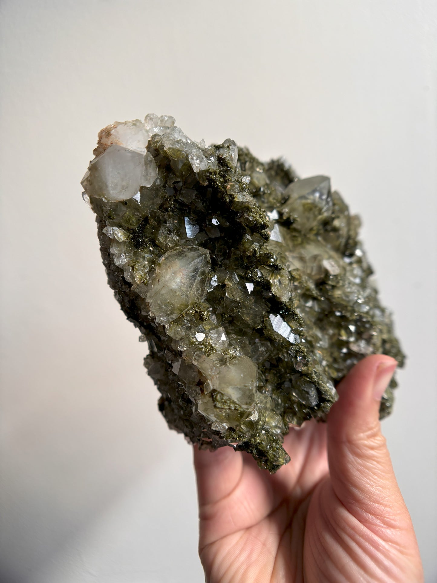 Forest Sparkly Epidote with Quartz 909g