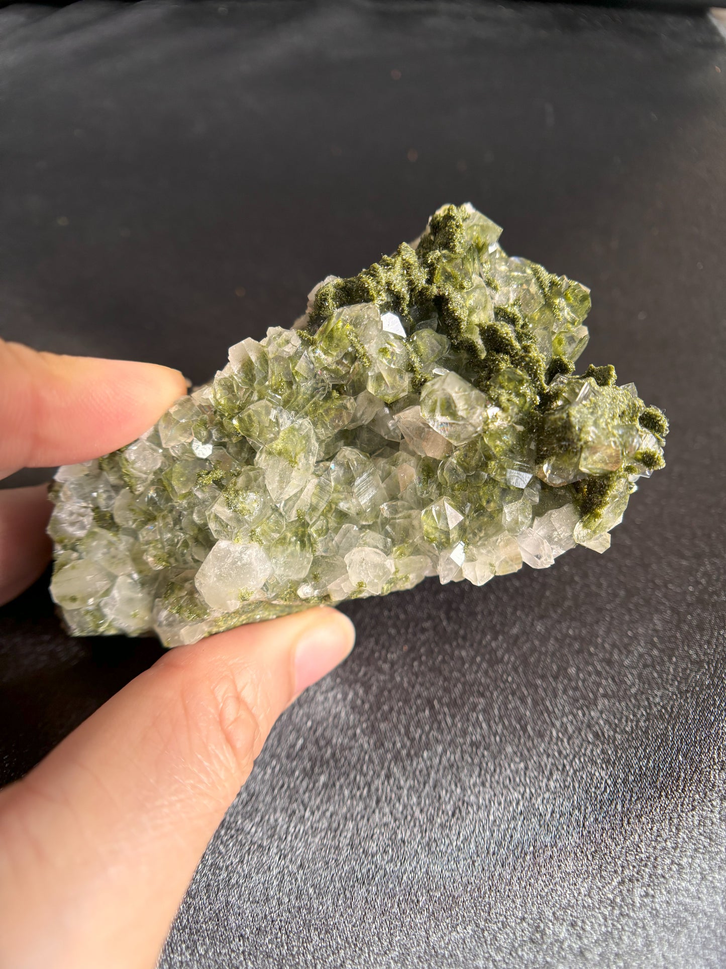 Forest Sparkly Epidote with Quartz